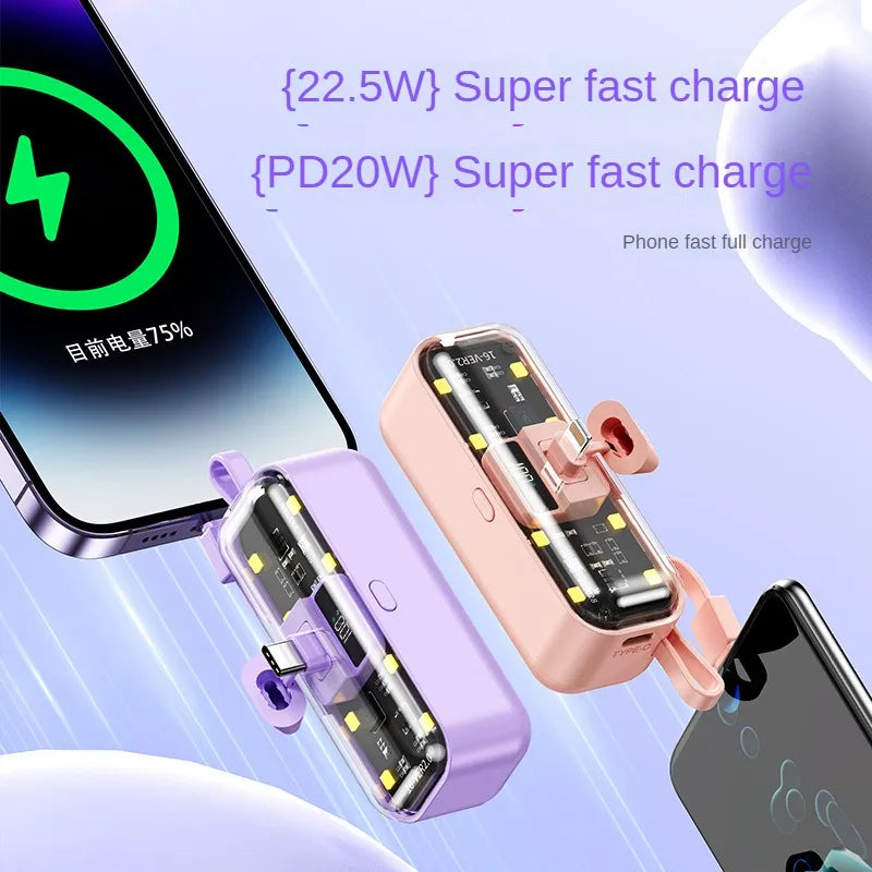 Power bank charger-Mini Capsule Power Bank 3000 5000mah Led Display Battery Pack Charger Compact Powerbank Transparent Design Mini Key Chain Tidesmit