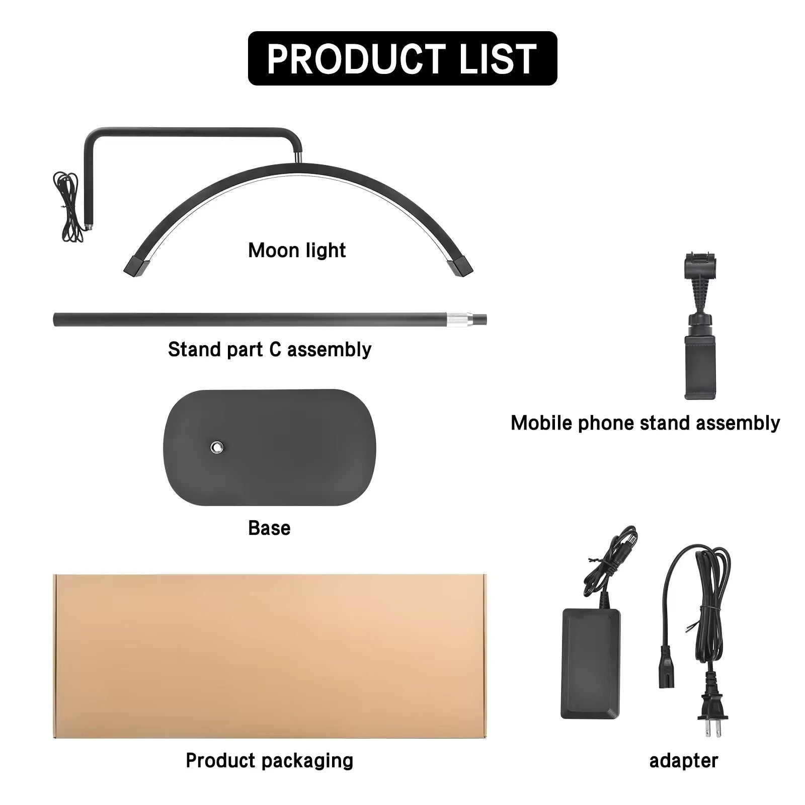 Fosoto Y9II Floor Lamp Half Moon Ring Lamp With Phone Clip LED Lash Light for Eyelash Beauty Tattoo Photography Lighting Tidesmit