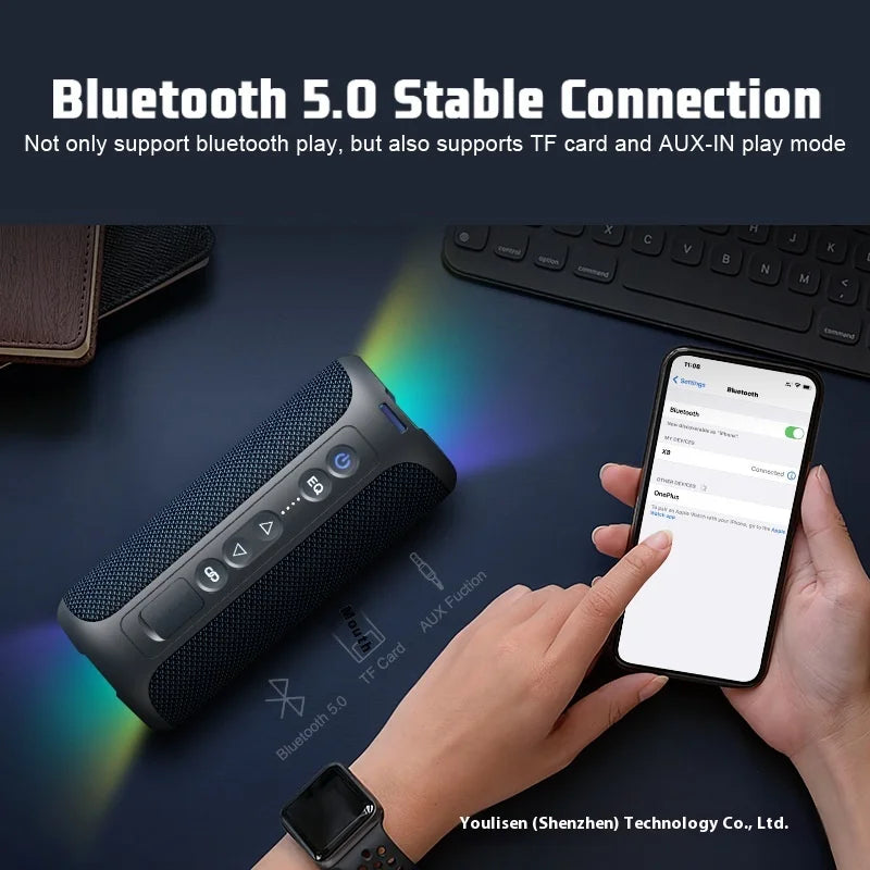Bluetooth Speaker -X8PRO Luminous Wireless for Bluetooth Fabric Speaker RGB LED Lighting TWS Subwoofer New Product Multi-Sound Effect Battery Audio