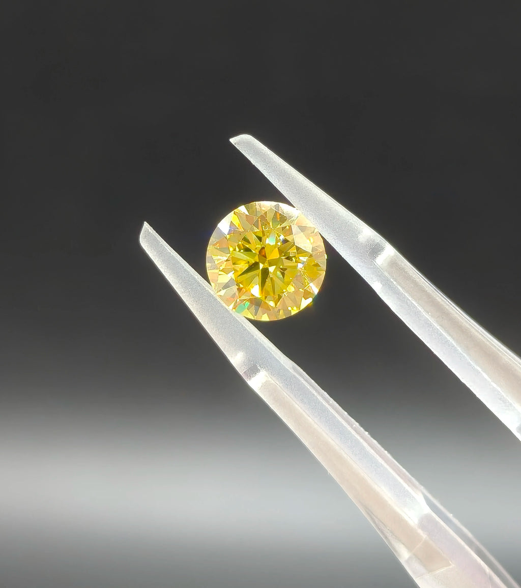 Fancy Intense Yellow 1.52ct Round Brilliant Cut Lab Grown HPHT Diamond VS1 IGI Certified Excellent Jewelry Setting Diamond Stone
