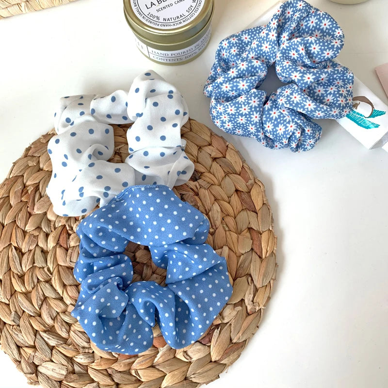 Summer Beach Style Women Hair Scrunchies Sets Blue Series Korean Hair Schrunchy Wholesale 5pcs/pack Girls Vocation Hairband