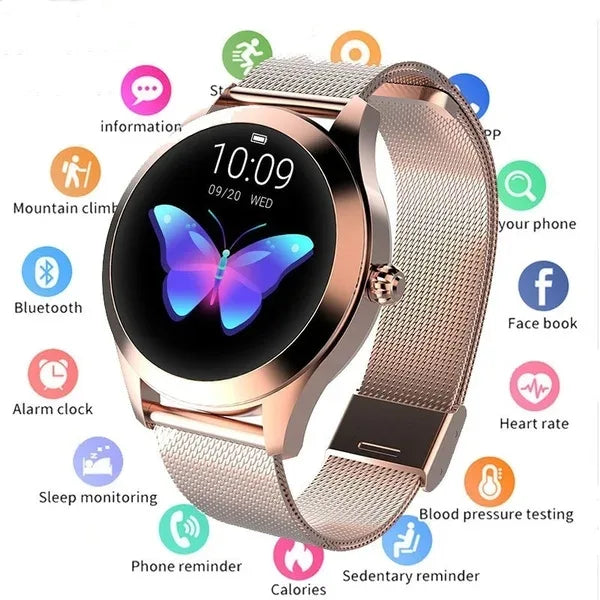 2025 Dropshipping Hot IP68 Waterproof Heart Rate Monitoring Stainless Steel Kw10 Smartwatch Women Smart Watch Fitness Bracelet - Tidesmit