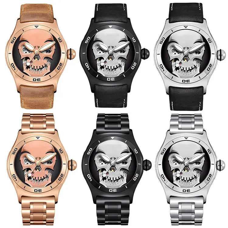 Wholesale Luxury Skeleton Ghost Decoration Dome-shaped Sapphire Stainless Steel Automatic Mechanical Watch High End Supplier