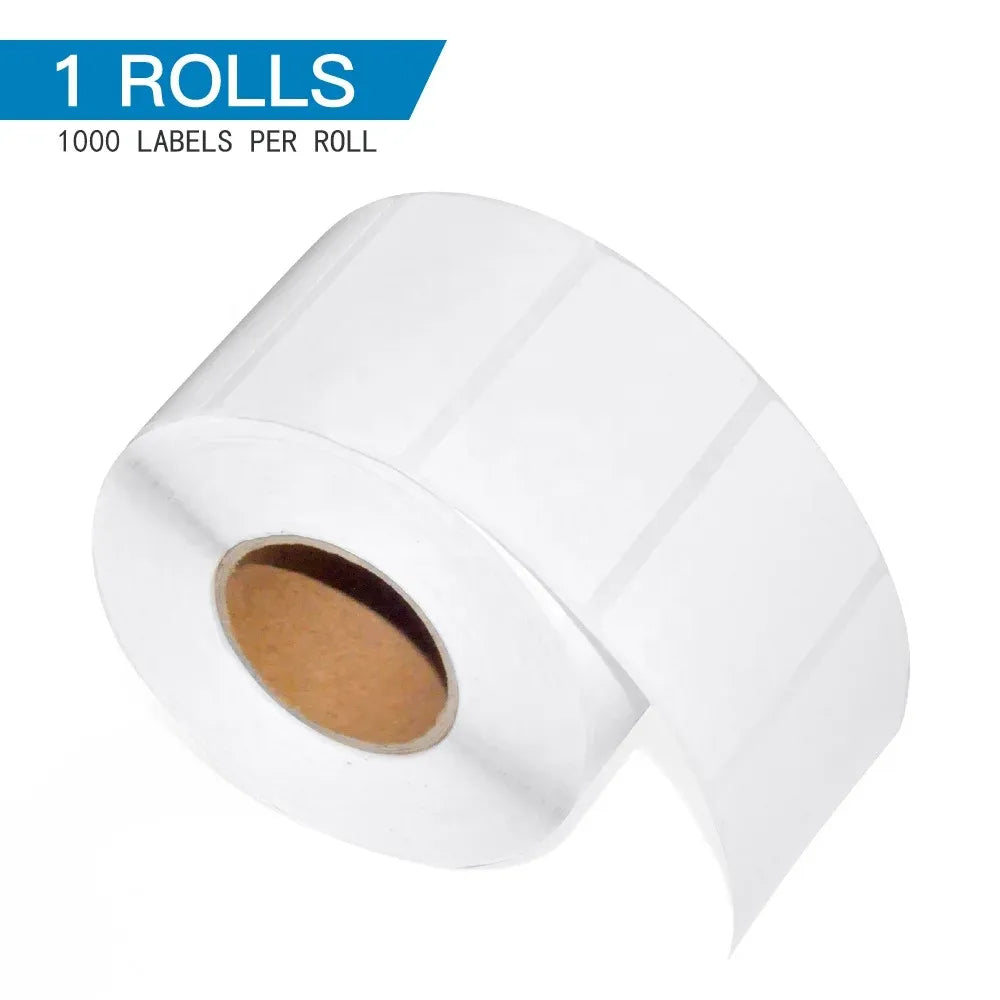 Single white thermal label roll with blank self-adhesive labels