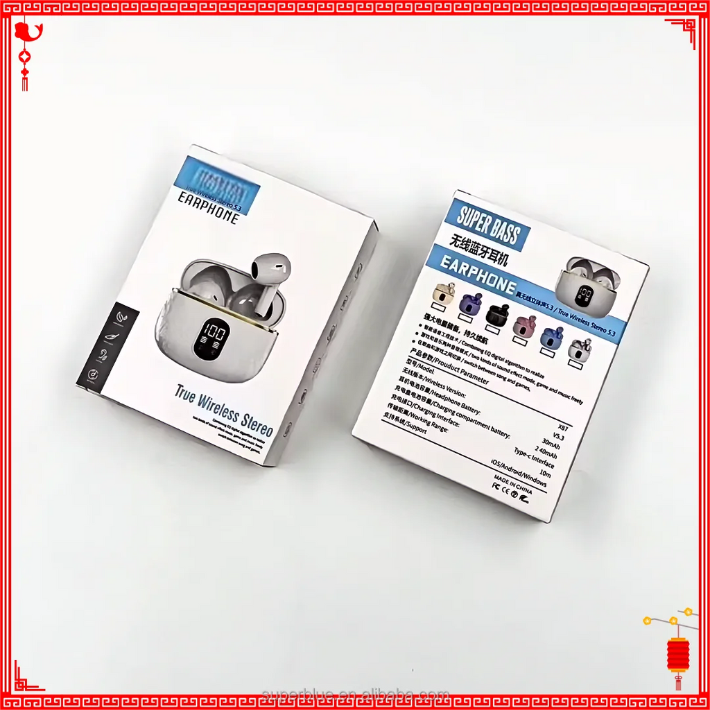 JL Chipset Over-Ear Waterproof TWS Earbuds T02 BT5.3 Wireless In-Ear Headphones for Sports & Gaming with LED Battery Indicator Tidesmit