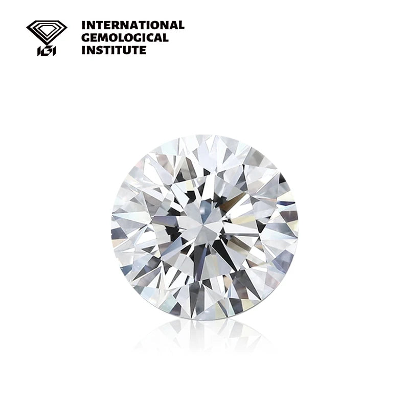 Round brilliant lab grown diamond with crisp facets and reflective sparkle