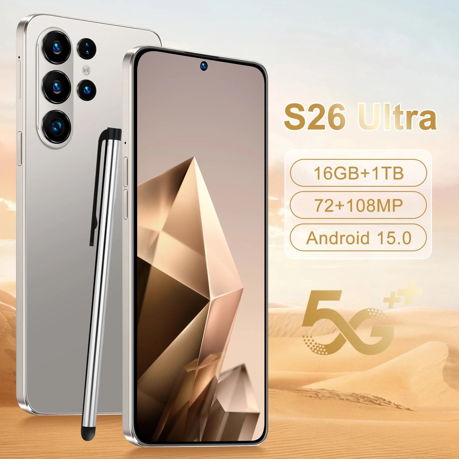 S26 Ultra 5G Smartphone, 16GB RAM, 1TB Storage, 7.3 Inch Display Gray 16g 1TB Tidesmit