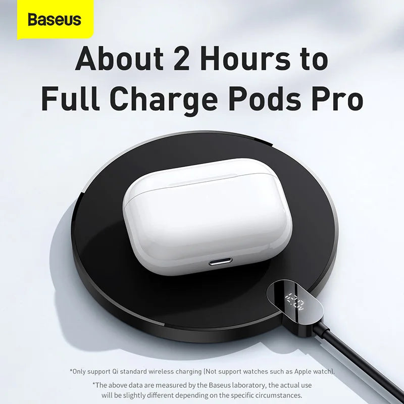 15W Fast Wireless Charger Pad with LED Display - Qi Certified Black Tidesmit