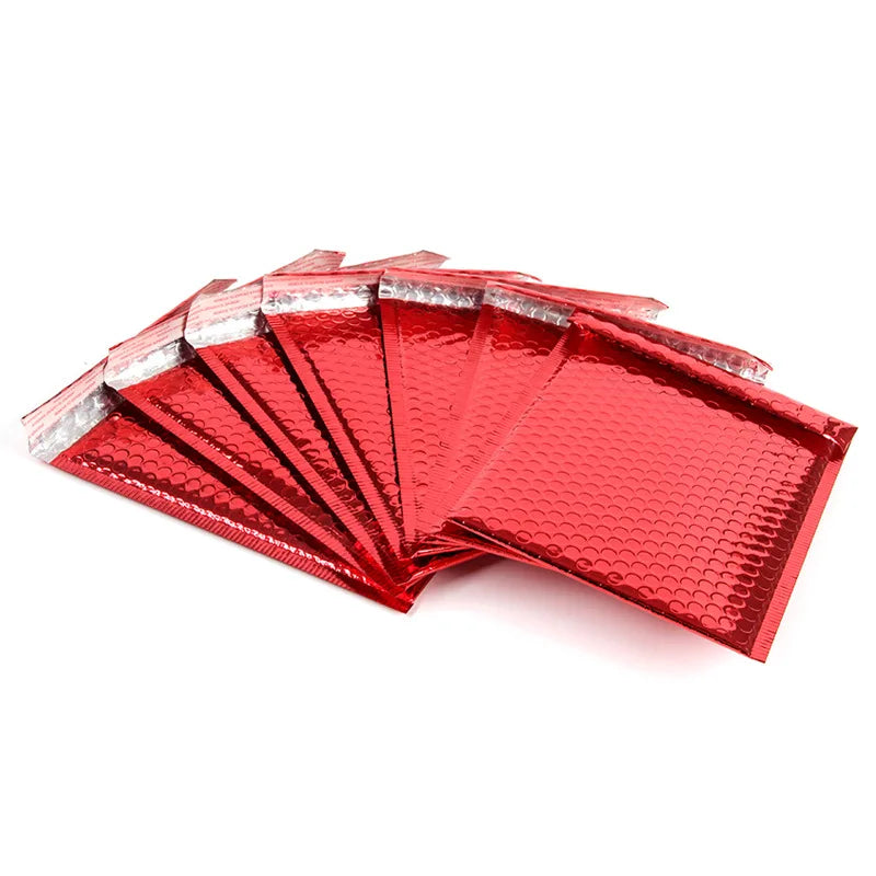 Eco-friendly Padded Envelopes Polymailer Shipping Packaging Mailer Bubble Custom Metallic Red Bubble Mailer for Shipping
