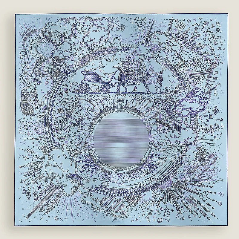 Luxurious 90*90cm Square Digital Art Explosion Printed Silk Scarf Gift Specially Designed for Elegant Individuals