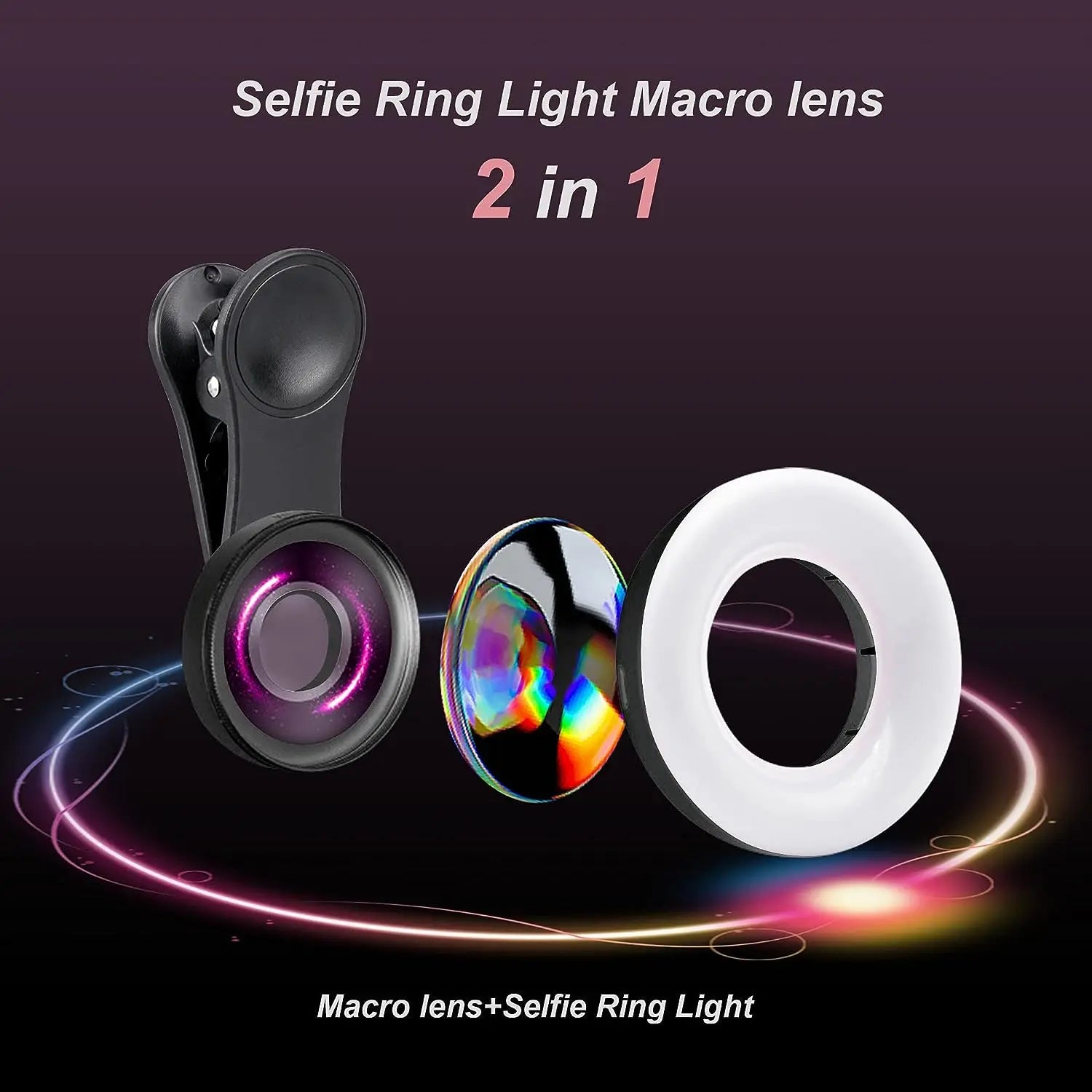 LED Ring Light 2 in 1 Camera Lens Phone With Flash Light for Jewelry Photography Tidesmit