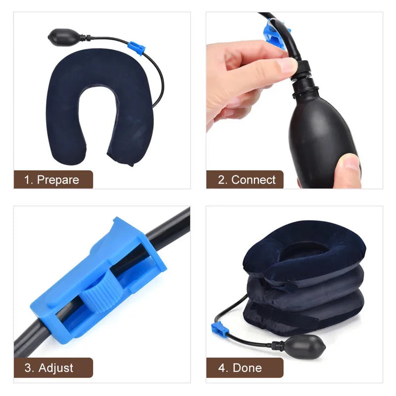 Inflatable Neck Traction Device | Adjustable Cervical Support Pillow Fascia Gun Tidesmit