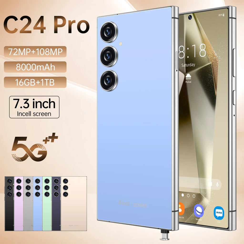 2025 Brand New S25 Ultra C24 I16 Pro Max 16GB+1TB 5G Smart Phone 7.3-Inch 48MP+108MP Android 5G Gaming Smartphone - Tidesmit