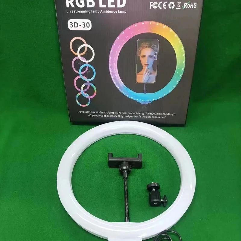 14inch Two Sides Crystal Led Selfie Ring Light for Live Streaming Professional Rgb Fill Lamp With Phone Holder for Game Tiktok Tidesmit