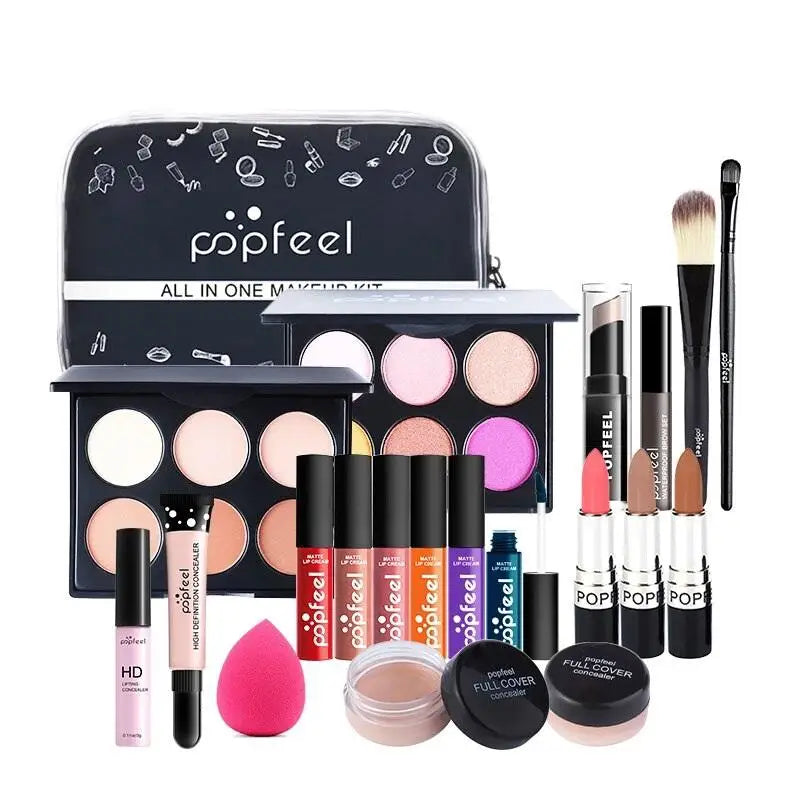 20 Styles Makeup Set Eyeshadow Lipstick Eyebrow Pencil Lip Gloss Makeup Brush Powder Nail Polish With Makeup Bag Cosmetics Kit ALIBABA Tidesmit