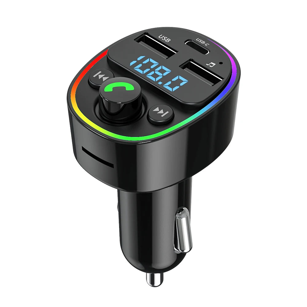 Bluetooth Speaker -PD25W QC Dual USB c 3.1A Wireless Handsfree Audio Car Mp3 Player Car Kit Fast Charger  Fm Transmitter Modulator for Car