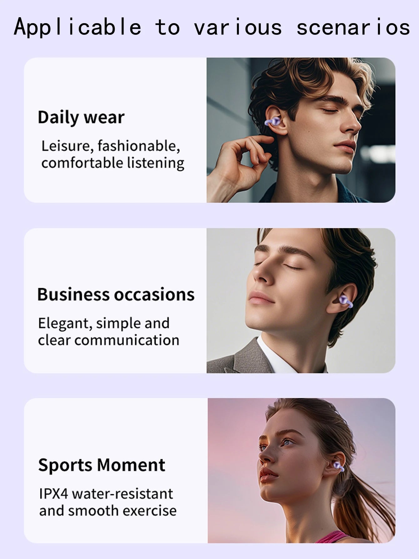 CM79 Fashion TWS Electroplated Clip-on Earring Sport Comfort Ear Buds Wireless BT Earphone Headphone for Gaming Running Tidesmit