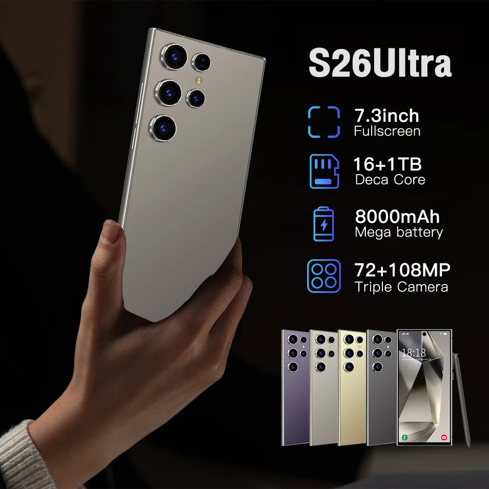 S26 Ultra 5G Smartphone, 1TB Storage, 16GB RAM, 7.3-inch Display Tidesmit