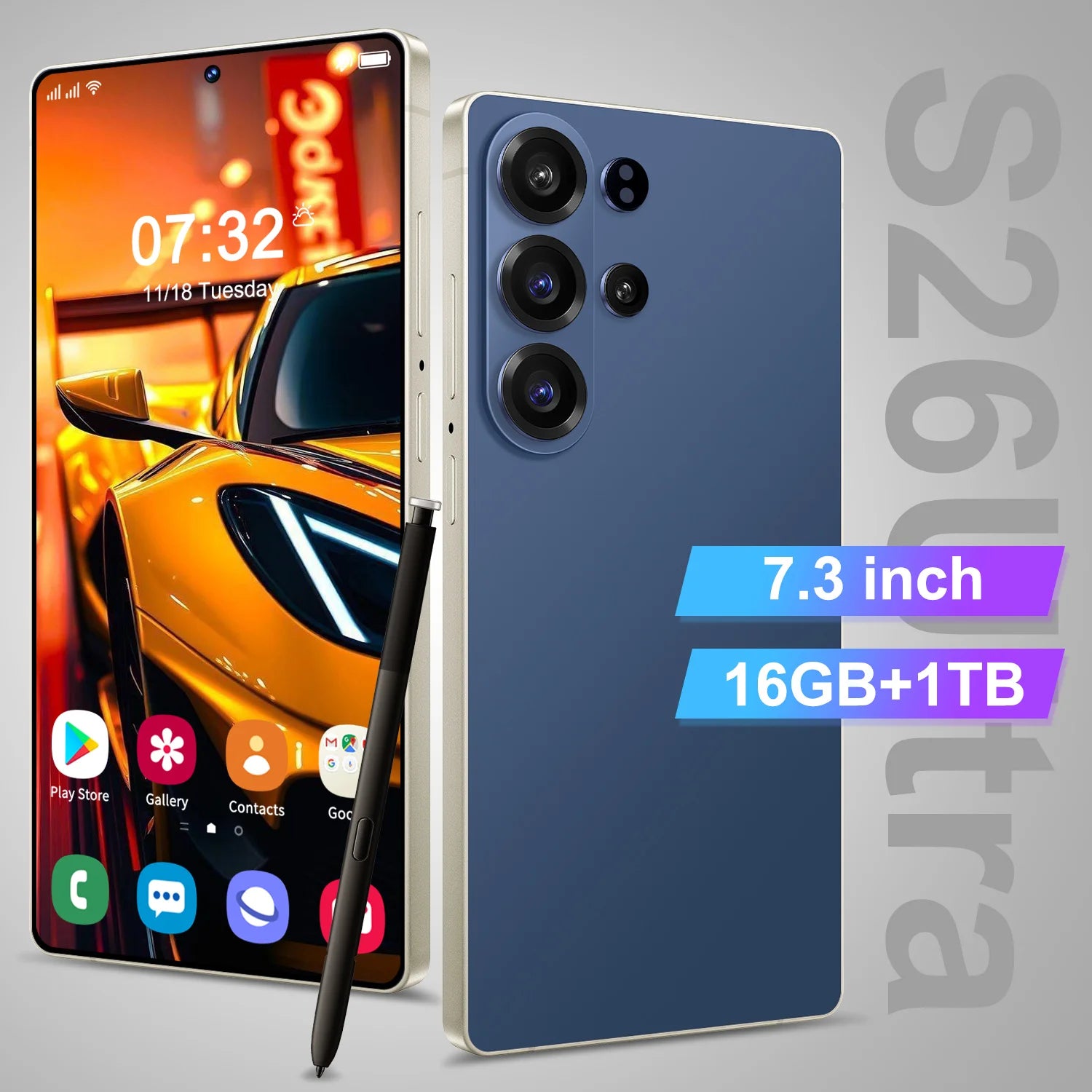 S26 Ultra 5G gaming smartphone with 16GB RAM 1TB storage and 108MP camera running Android 15