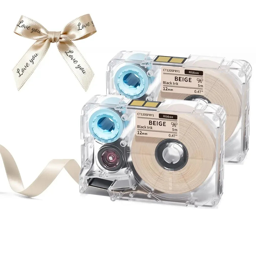 Phomemo A30 P15 Satin Ribbon Tape 12mm X 5m Black Print Champagne Gold Ribbon for Gift Wrapping Wedding Decoration DIY Crafts