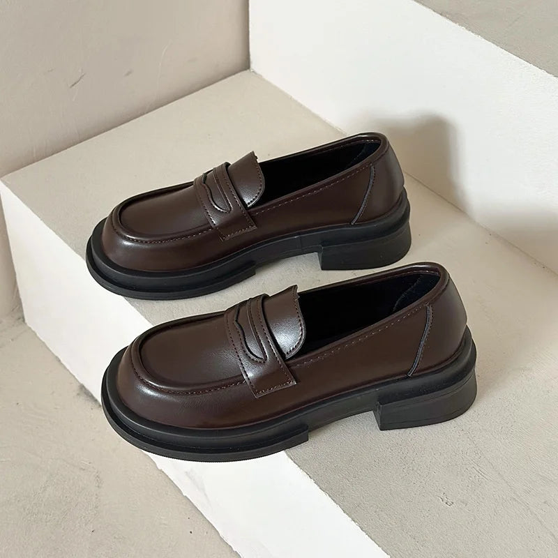 Professional Women's Loafers New British Style Elegant Ballet-Style Flat Small Leather Shoes Soft Peas Light Patent Summer