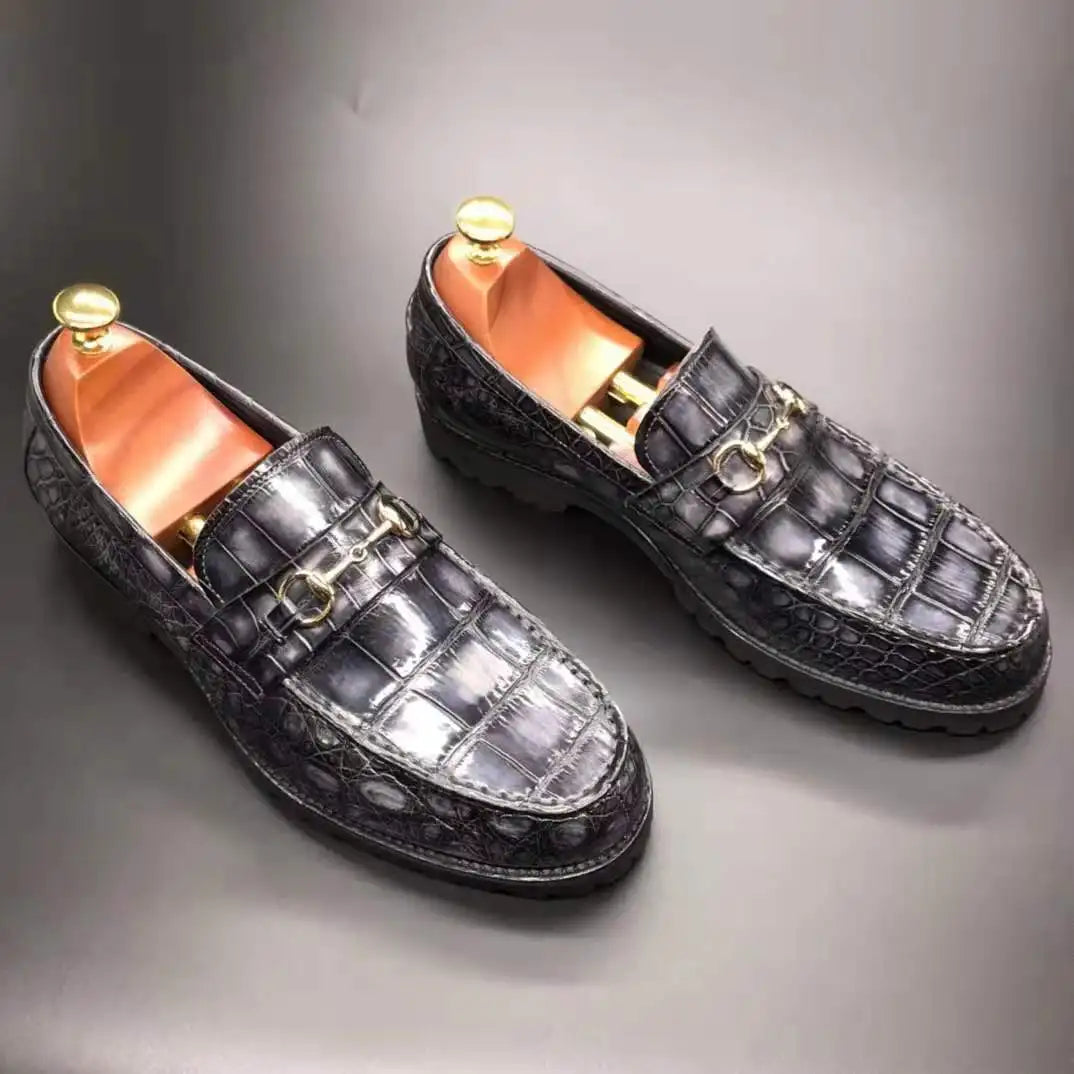 Trendy Custom Color Luxury Shoes Loafers Men Crocodile Leather Slip-on Casual Loafers Handmade Alligator Skin Men's Dress Shoes