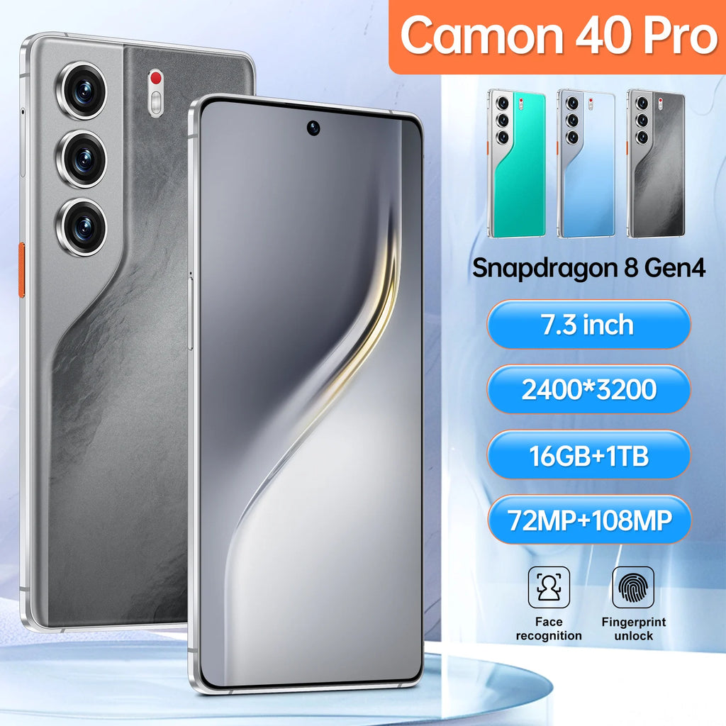 Tidesmit Camon 40 Pro 5G smartphone with 7.3 inch HD screen and 108MP camera in sleek modern finish