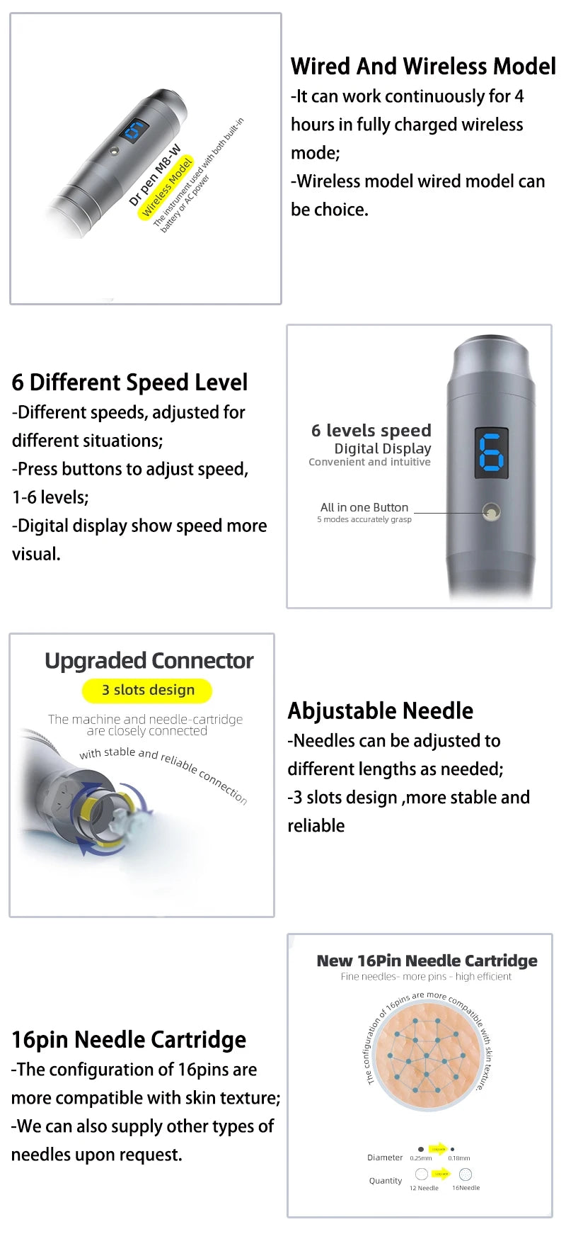 Dr Pen Ultima M8 Microneedling Pen - Professional PMU Device Permanent Makeup Machines Tidesmit