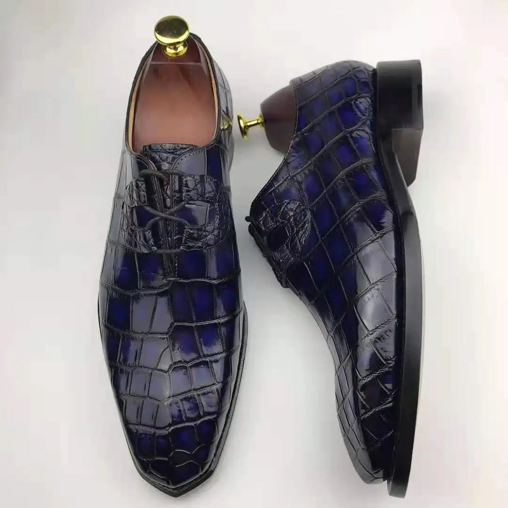 Goodyear Welt Handmade Branded Shoes Men Genuine Crocodile Leather Formal Mens Shoes Alligator Skin Luxury Dress Shoes & Oxfords