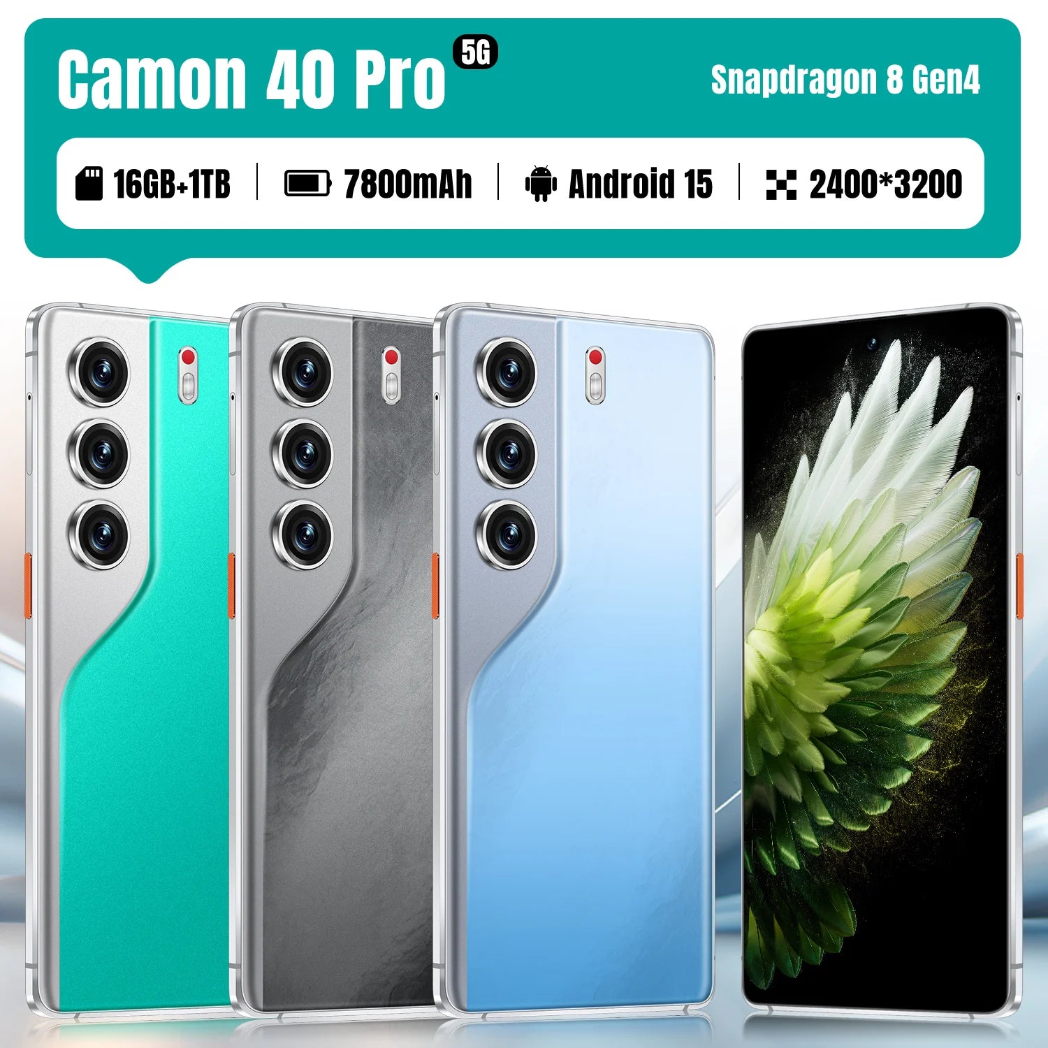 Global 5G Camon 40 Pro 108MP Rear Camera 16GB+1TB Dual SIM Mobile Phone with 4K Screen Resolution New Arrival 5G Smartphones - Tidesmit