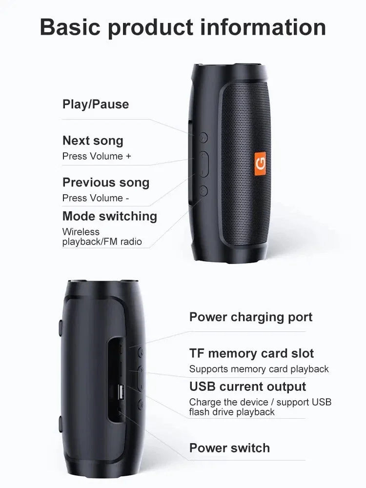 Bluetooth Speaker -Portable for Bt Speaker Heavy Bass Column Stereo HiFi Soundbar Subwoofer Supports AUX TF Card FM Home Party Outdoor