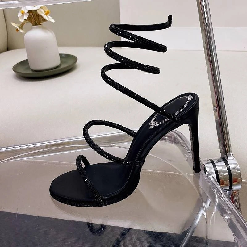 2023 Talon De Mariage Real Leather Silver Sole Wrap Around Luxury Heels for Lady