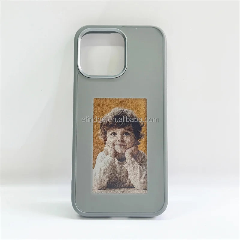 New Designer NFC Smart E Ink Screen Display Smart NFC Phone Cases for iPhone 13 14 15 Pro Max DIY Gray Paper box packaging Tidesmit