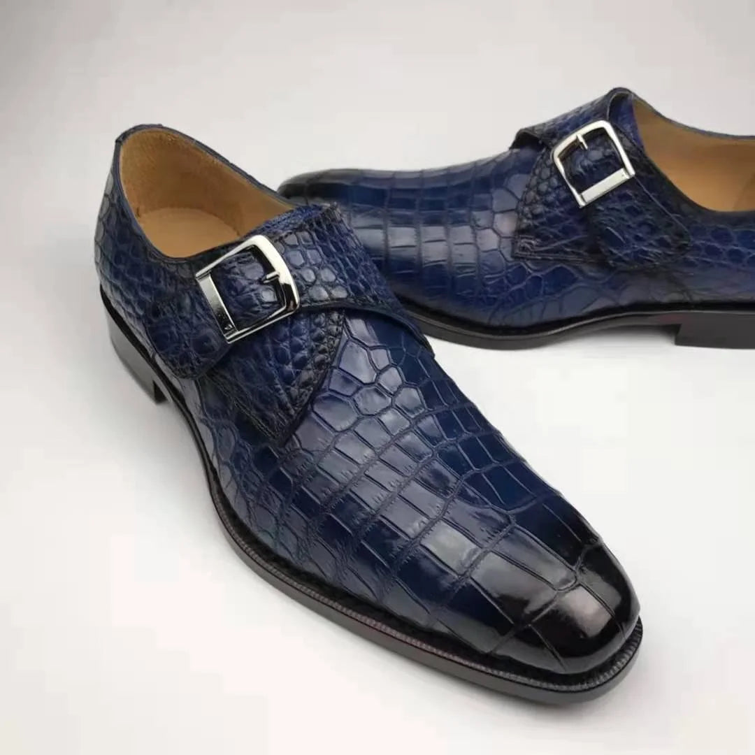 Goodyear Genuine crocodile Leather Men's Shoes 47 alligator Watch Strap Mens Custom Shoes Customized Monk Strap Party Shoes Men