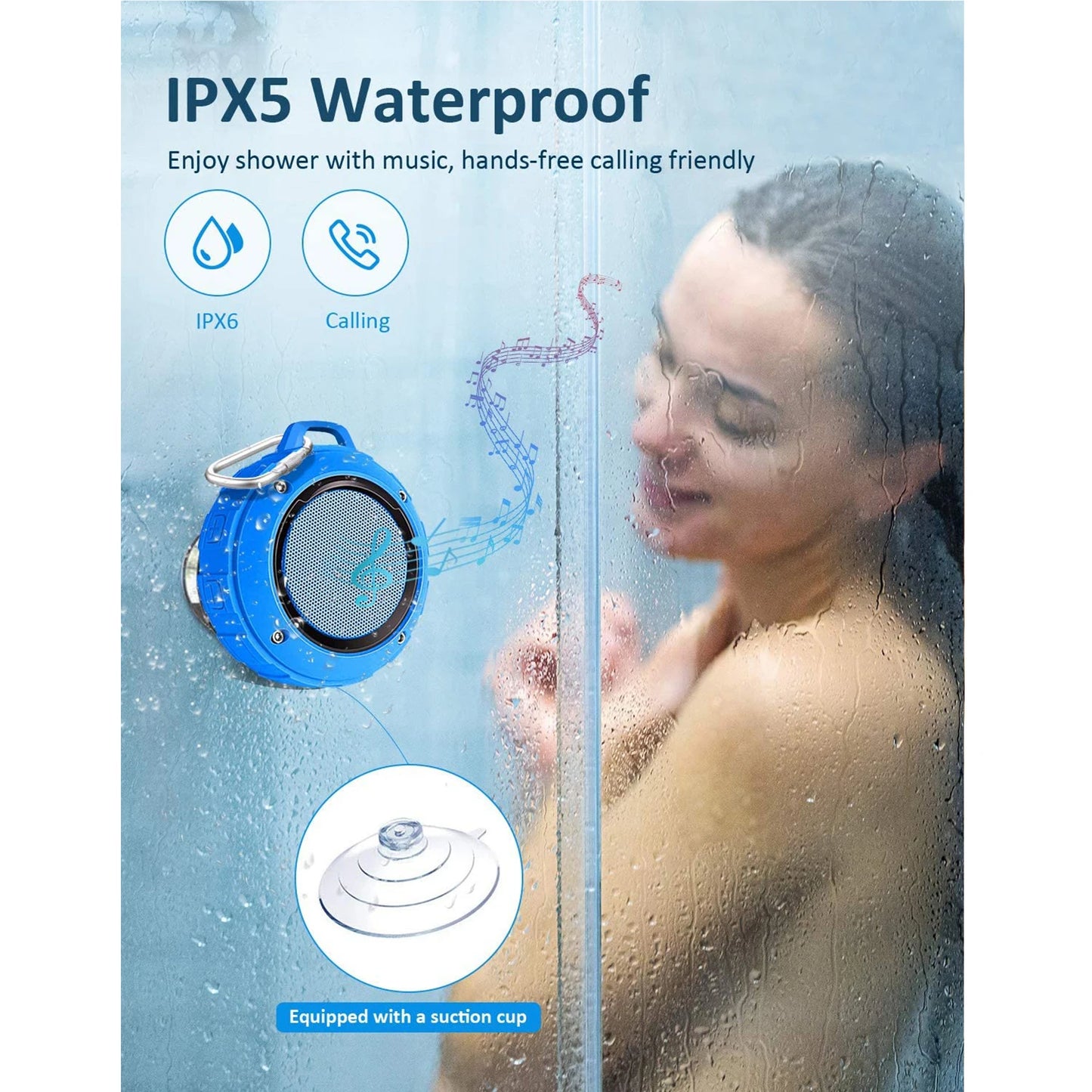 Bluetooth Speaker -Kunodi F4 Outdoor Waterproof Bluetooth Speaker 10W TWS IPX6 Portable Mini Shower Speaker with MIC Enhanced Bass 12H Playtime