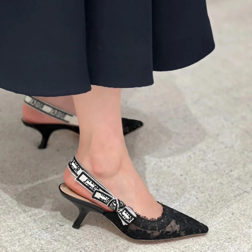 Women Shoes Sexy Stiletto Pointed Toe Transparent Mesh Embroidery Heels, Elastic Strap Evening Footwear for Club Party Occasions