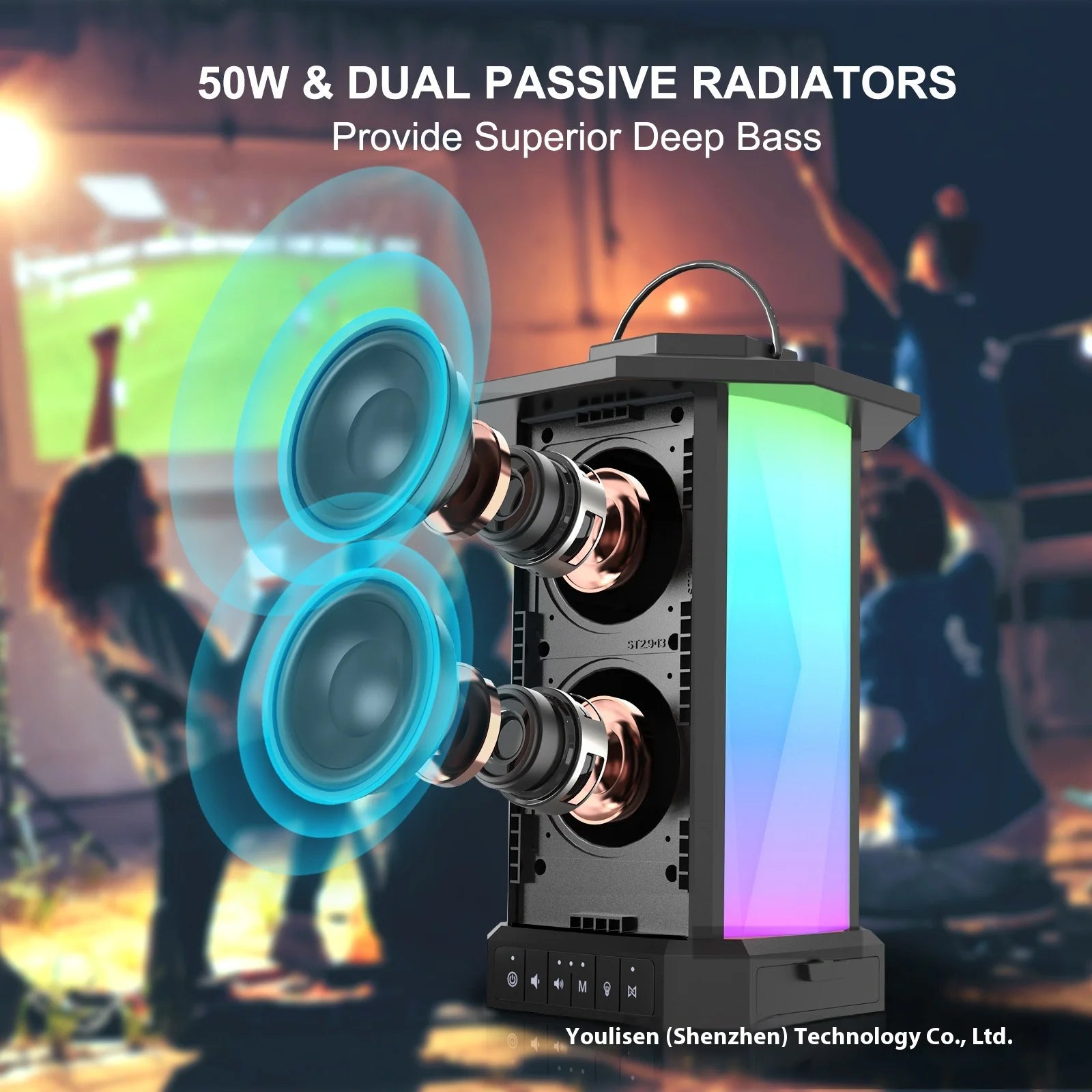 X12 RGB Luminous for Bluetooth Speaker 50W High Power Dual Bass Portable Outdoor Colorful Card DC Power" My Store