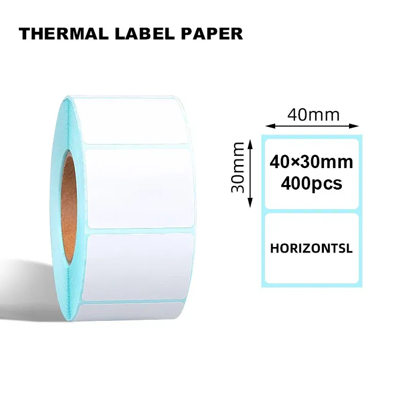 Thermal label paper, 40x30mm size, 400 pcs per roll pack