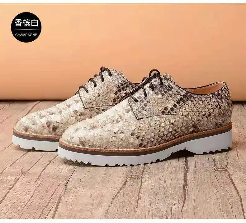 High End Fashion Snake Business Mens Leather Shoes Big Snake Skin Derby Men Dress Shoes Goodyear Welt Custom Formal Shoes Men