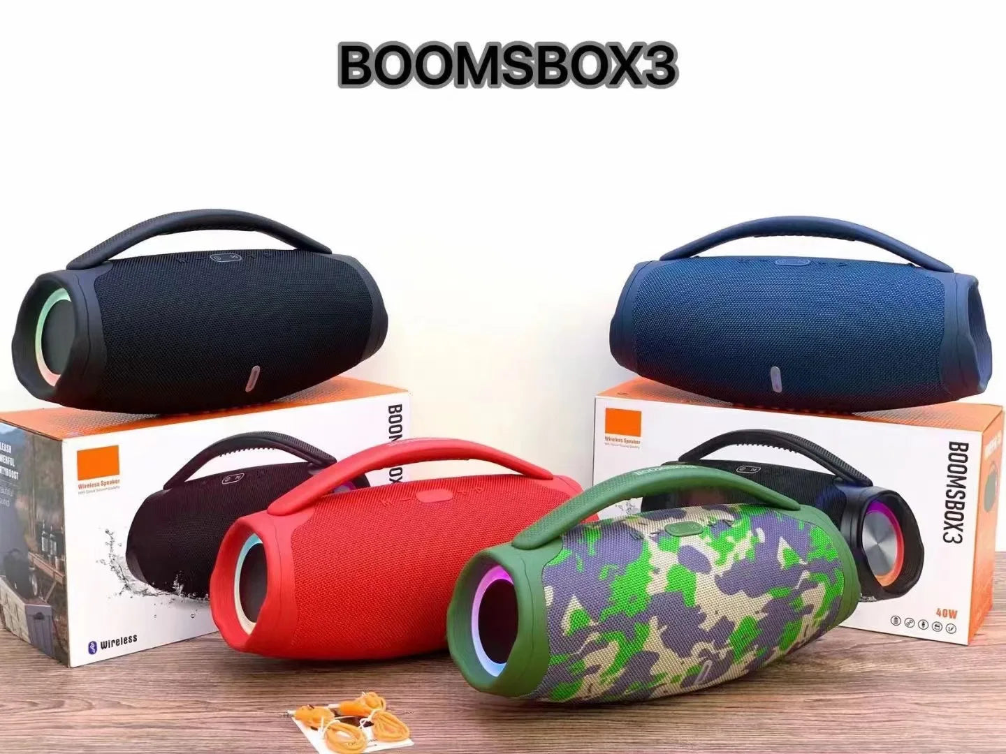 Bluetooth Speaker -40W Super Boombox3 Pro LED Portable Wireless for Blue-tooth Speaker Waterproof Column Outdoor Music Player Big Boombox 3 Battery