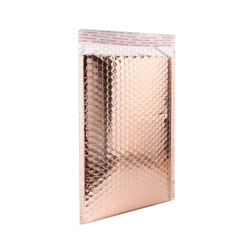 Gold Rose Gold Pink Red Green Silver Aluminum Poly Eco-Friendly Waterproof Bubble Mailer for Cosmetics Jewelry Packaging