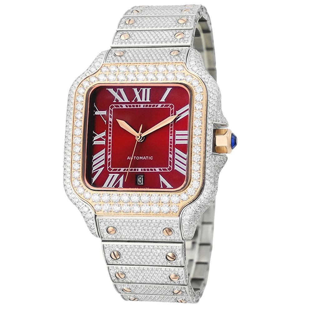 Reloj Full Diamond Jewelry Hip Hop Iced Out Automatic Watches Gold Luxury Men Mechanical VVS Moissanite Watch