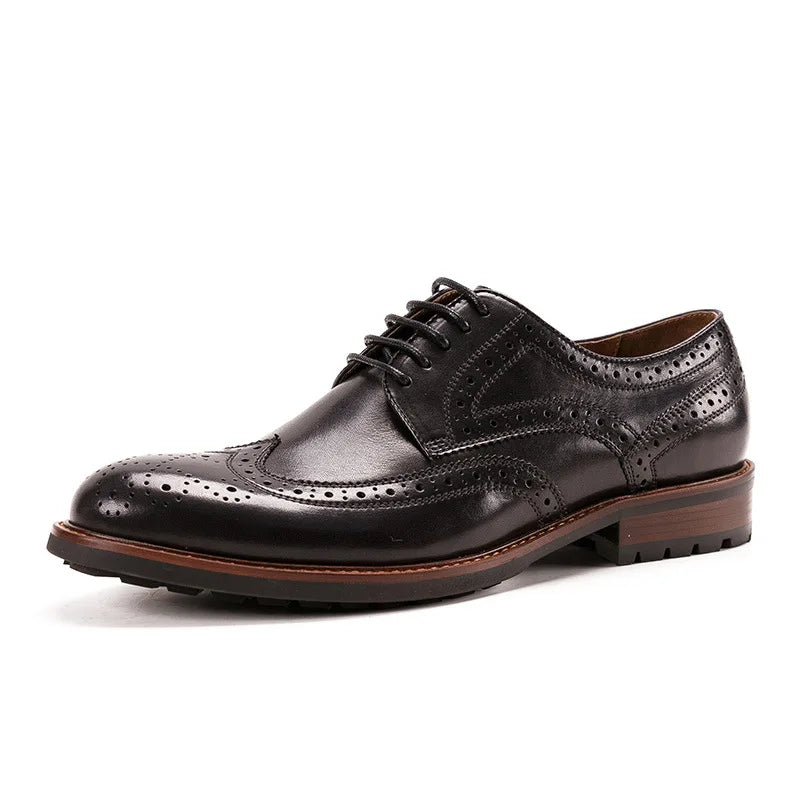 Premium Men's Office Shoes Full-Grain Leather Big Size Lace-up Luxury Retro Oxfords for Career