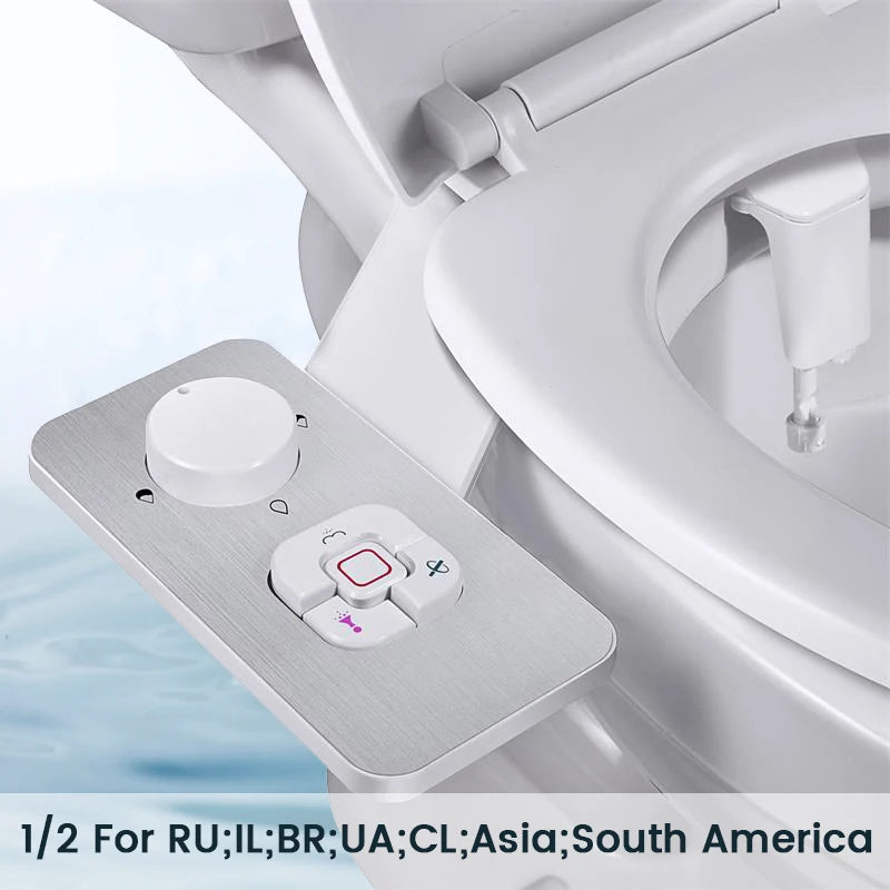 Samodra Bidet Toilet Seat Attachment Ultra-thin Non-electric Dual Nozzles Frontal & Rear Wash For Bathroom Toilet Bidet Sprayer