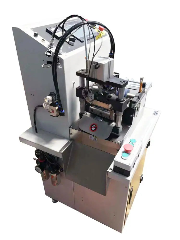 Automatic Trapezoid Rectangle Shape 45 and 135 Degree Webbing Ribbon Rotary Knife Hot and Cold Cutting Machine