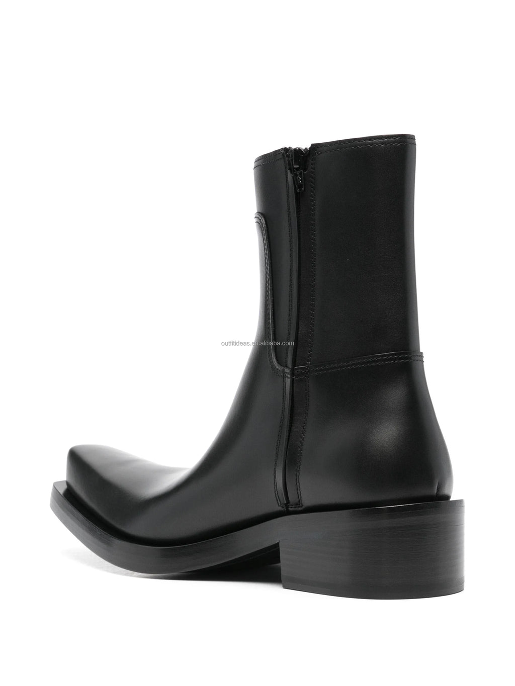 Extra Square Toe Calfskin Chelsea Boots Chunky Low Block Heel Shoes Black Santiago Over-the-knee Leather Biker Boots for Men
