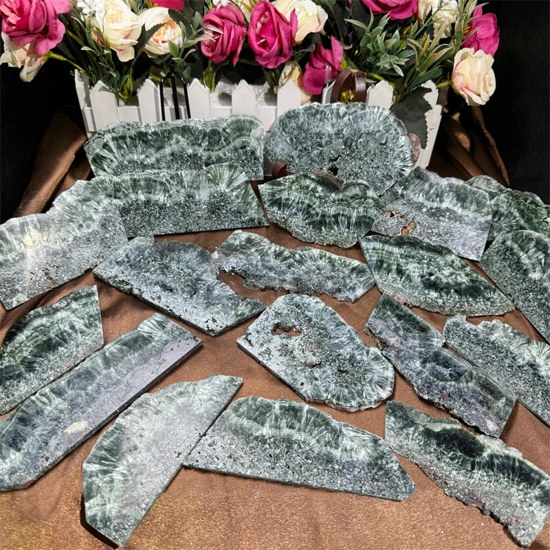 Wholesale Rare Crystal Slabs High Quality Crystal Crafts Natural Seraphinite Slice for Healing Stone Decoration