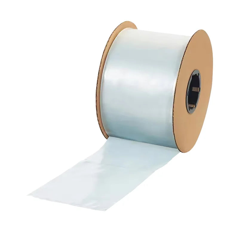 Light blue pre-opened auto roll bag unrolling from a dispenser reel