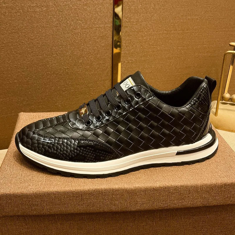 Luxury Sneakers Men's Fashion Leather Printed Bee Outdoor Casual Shoes Comfortable Men's Running Shoes