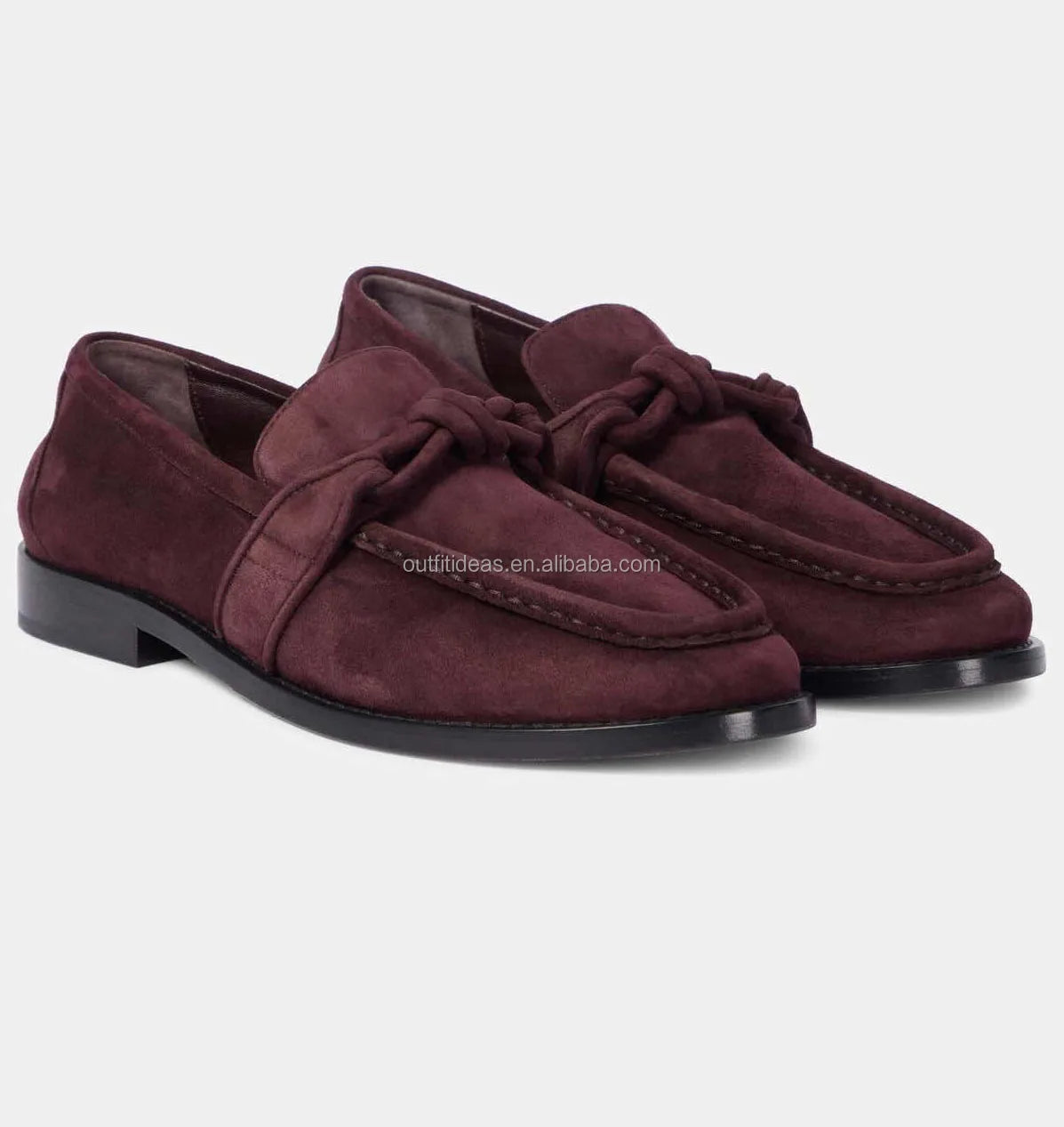 Calfskin Leather Loafers New With Tags Unisex Women Knot Soft Suede Loafers Genuine Leather Men Derby Shoes Brown Suede Loafers